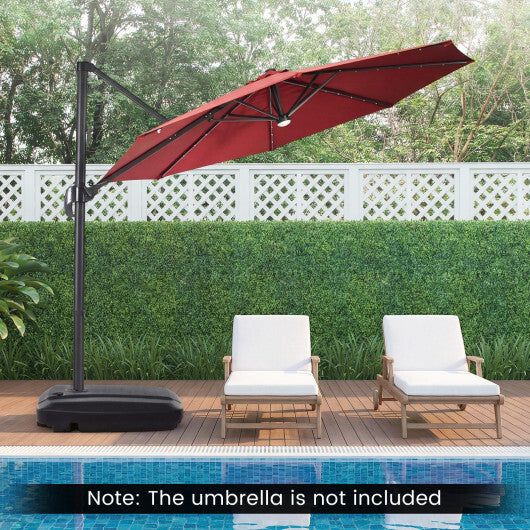 225 LBS Cantilever Patio Umbrella Base with Wheels and Crossed Base W2B