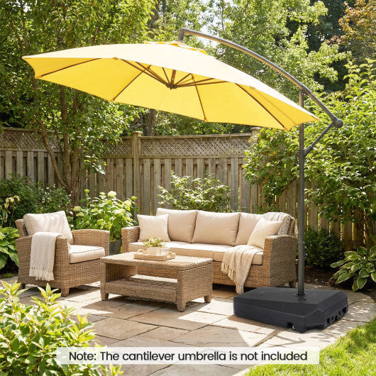 165 LBS  Cantilever Umbrella Base with Wheels and Cross Base W2B