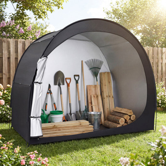 Bike Storage Tent Portable Bicycle Shed with Waterproof PU Coated Oxford Fabric-Black W2B