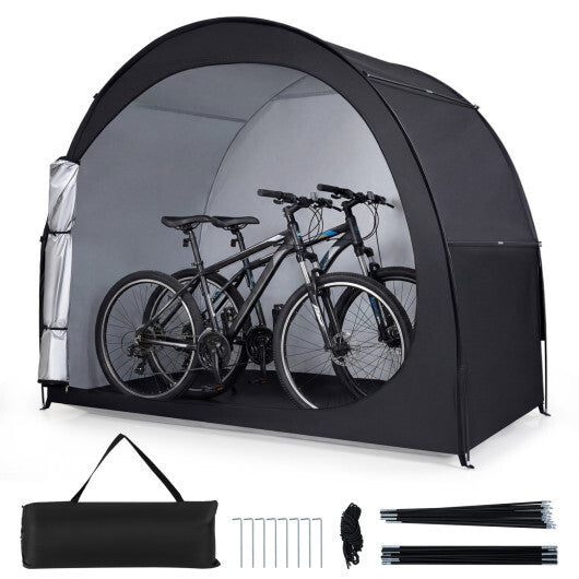 Bike Storage Tent Portable Bicycle Shed with Waterproof PU Coated Oxford Fabric-Black W2B