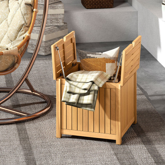 2-in-1 Outdoor Side Table with Storage Acacia Wood Slatted Coffee Table Square Slatted End Storage Box W2B