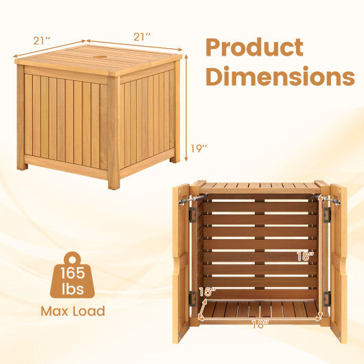 2-in-1 Outdoor Side Table with Storage Acacia Wood Slatted Coffee Table Square Slatted End Storage Box W2B