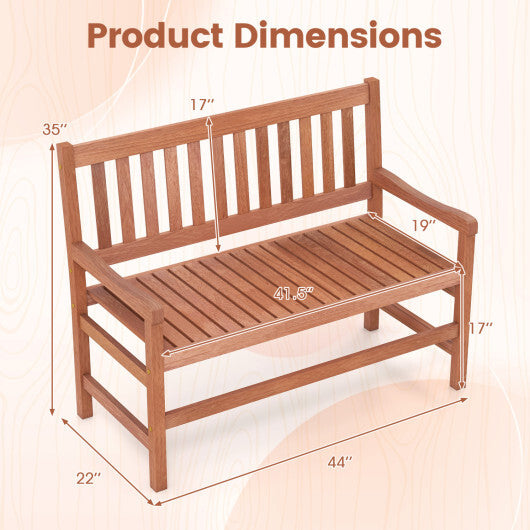 44 Inch 2-Seat Outdoor Loveseat Bench W2B