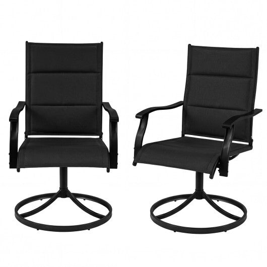 Padded Patio Swivel Chairs Set of 2 Ergonomic Outdoor Dining Chairs with Breathable Fabric-Brown W2B