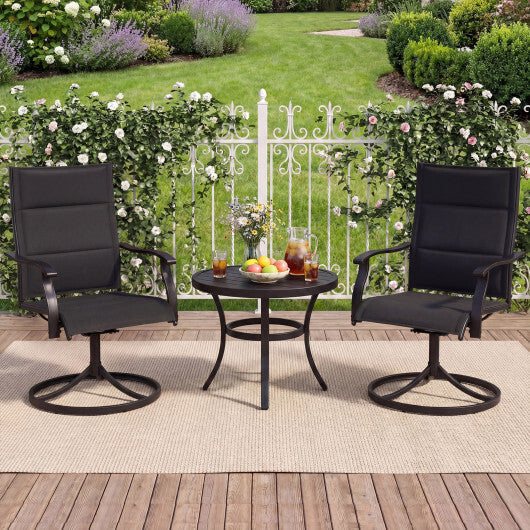 Padded Patio Swivel Chairs Set of 2 Ergonomic Outdoor Dining Chairs with Breathable Fabric-Brown W2B