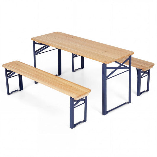 43.5 Inch Folding Kids Picnic Table & Bench Set No Assembly Wooden Toddler Table-Navy W2B