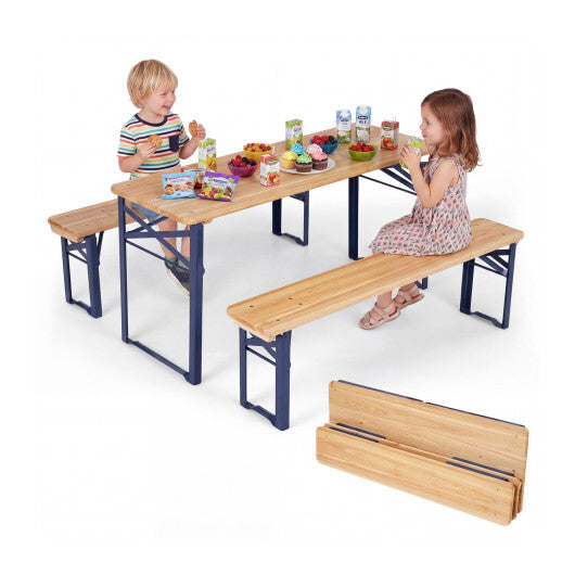 43.5 Inch Folding Kids Picnic Table & Bench Set No Assembly Wooden Toddler Table-Navy W2B