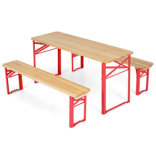 43.5 Inch Folding Kids Picnic Table & Bench Set No Assembly Wooden Toddler Table-Navy W2B