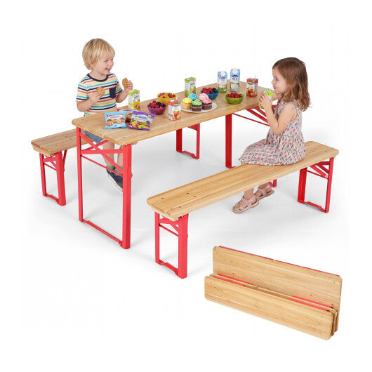 43.5 Inch Folding Kids Picnic Table & Bench Set No Assembly Wooden Toddler Table-Navy W2B