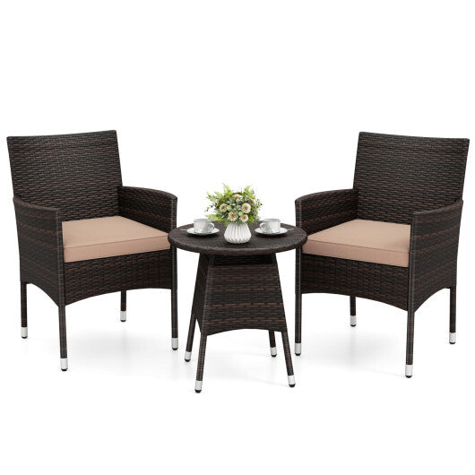 3 Piece Patio Furniture Set Outside Bistro Set for Porch-Navy W2B