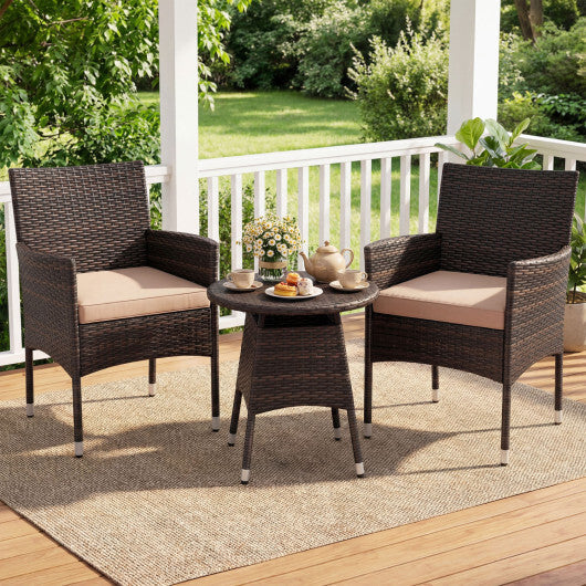 3 Piece Patio Furniture Set Outside Bistro Set for Porch-Navy W2B