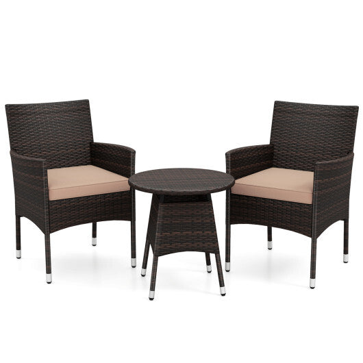3 Piece Patio Furniture Set Outside Bistro Set for Porch-Navy W2B