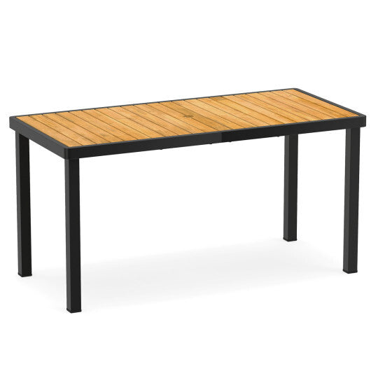 Acacia Wood Outdoor Dining Table with 1.97" Umbrella Hole for 6 People W2B