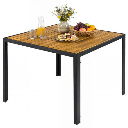 36 Inch Square Outdoor Dining Table for 4 with Slatted Top for Porch W2B