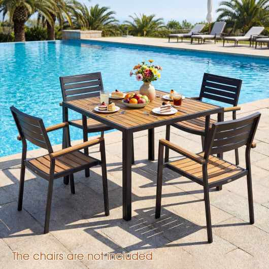 36 Inch Square Outdoor Dining Table for 4 with Slatted Top for Porch W2B