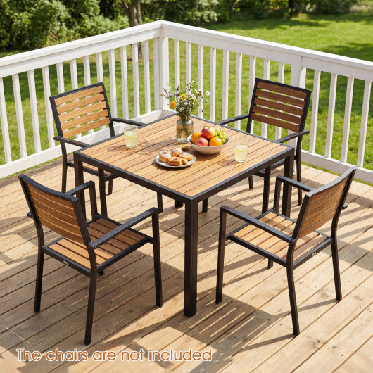 36 Inch Square Outdoor Dining Table for 4 with Slatted Top for Porch W2B