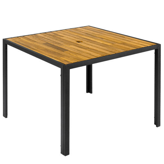 36 Inch Square Outdoor Dining Table for 4 with Slatted Top for Porch W2B