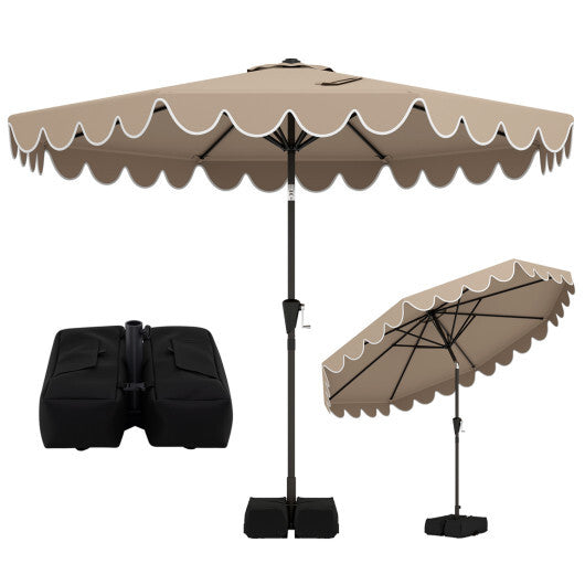 10 Feet Patio Umbrella with Weighted Base and Sandbags-Burgundy W2B