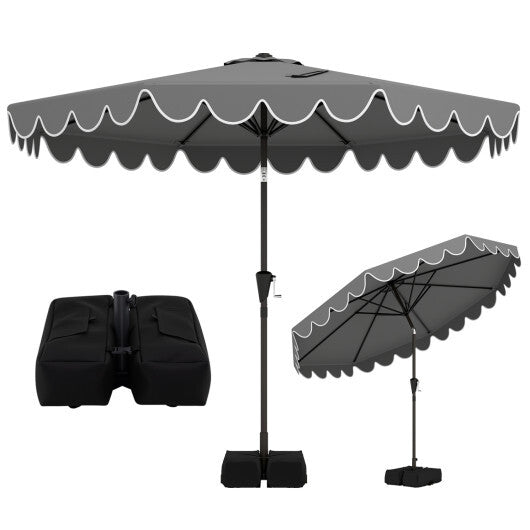 10 Feet Patio Umbrella with Weighted Base and Sandbags-Burgundy W2B
