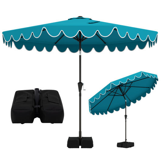10 Feet Patio Umbrella with Weighted Base and Sandbags-Burgundy W2B