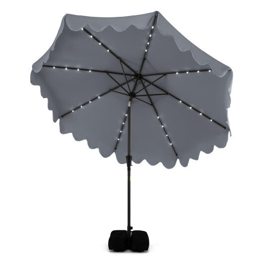 10 FT Outdoor Patio Umbrella with Solar LED Lights and Weighted Base-Beige W2B