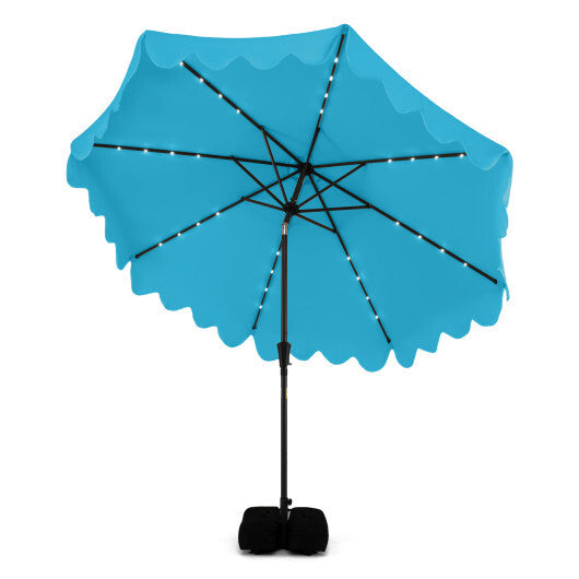 10 FT Outdoor Patio Umbrella with Solar LED Lights and Weighted Base-Beige W2B