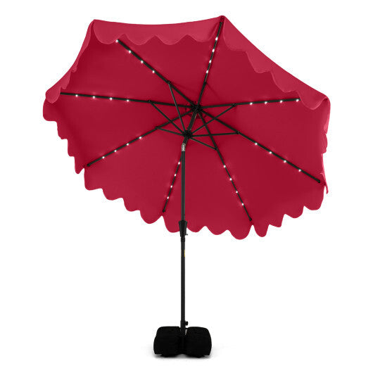 10 FT Outdoor Patio Umbrella with Solar LED Lights and Weighted Base-Beige W2B