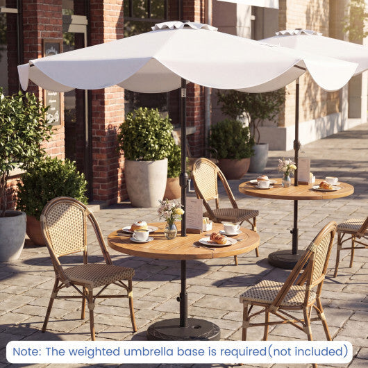 10 FT Scalloped Solar Patio Umbrella with 24 LED Lights and Tilt Adjustment-Beige W2B
