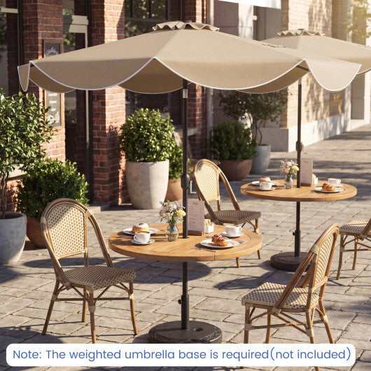 10 FT Scalloped Solar Patio Umbrella with 24 LED Lights and Tilt Adjustment-Beige W2B