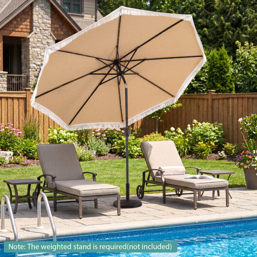 10 Feet Solar Patio Umbrella with 24 LED Lights for Yard-Navy W2B