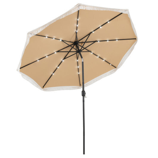 10 Feet Solar Patio Umbrella with 24 LED Lights for Yard-Navy W2B