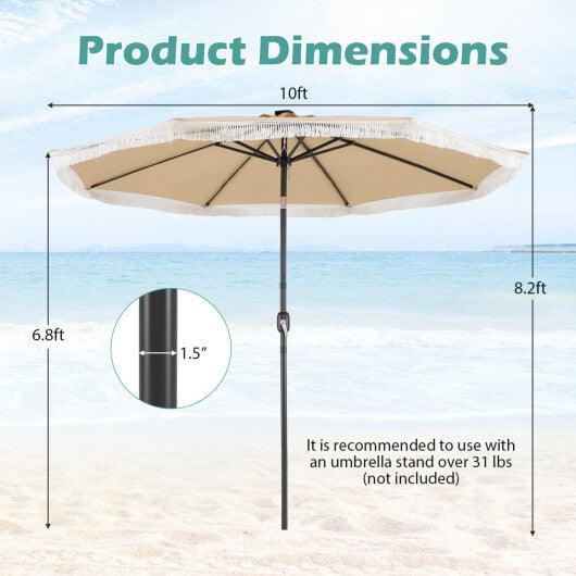 10 Feet Solar Patio Umbrella with 24 LED Lights for Yard-Navy W2B