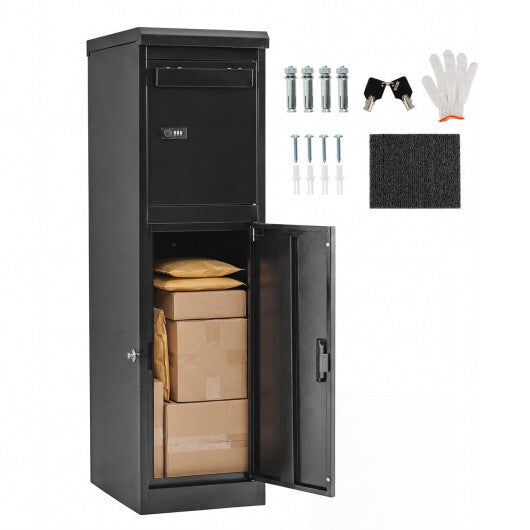 Package Delivery Box for Outside with Lockable Doors Coded Lock-Black W2B