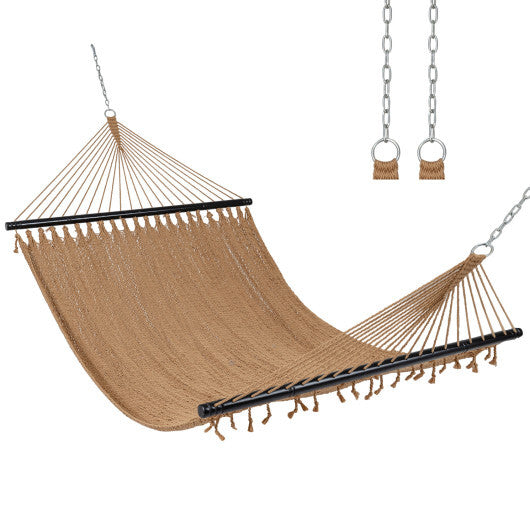 Caribbean Hammock with Spreader Bar for Patio Poolside-Khaki W2B
