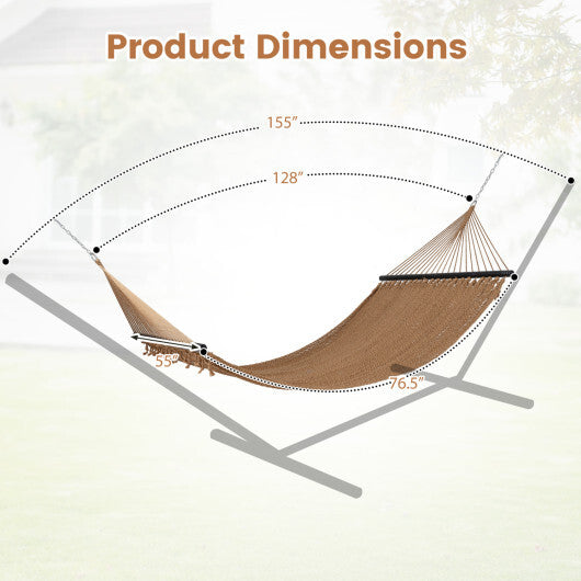 Caribbean Hammock with Spreader Bar for Patio Poolside-Khaki W2B