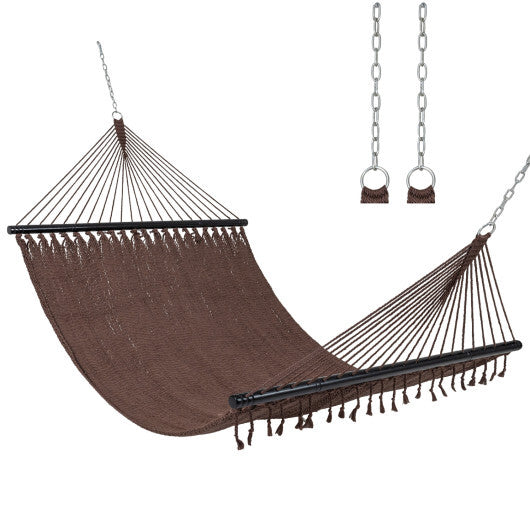 Caribbean Hammock with Spreader Bar for Patio Poolside-Khaki W2B