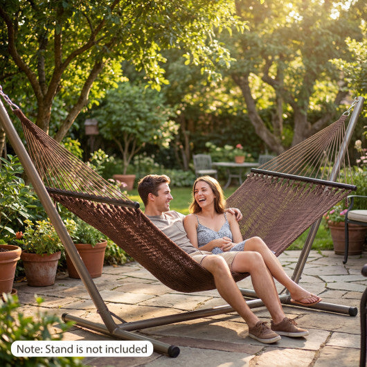 Caribbean Hammock with Spreader Bar for Patio Poolside-Khaki W2B