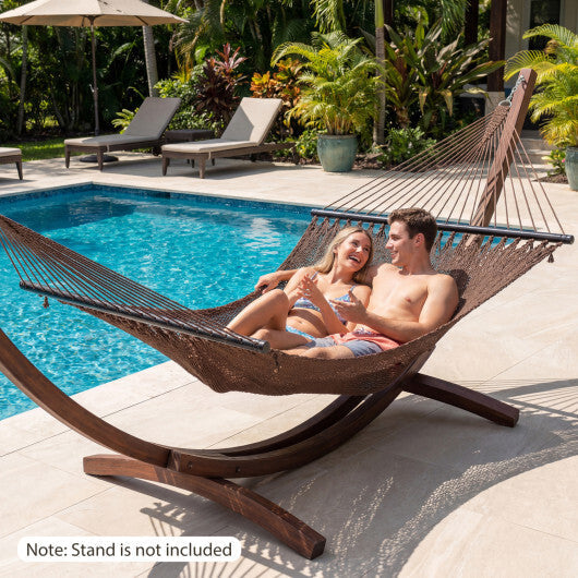 Caribbean Hammock with Spreader Bar for Patio Poolside-Khaki W2B