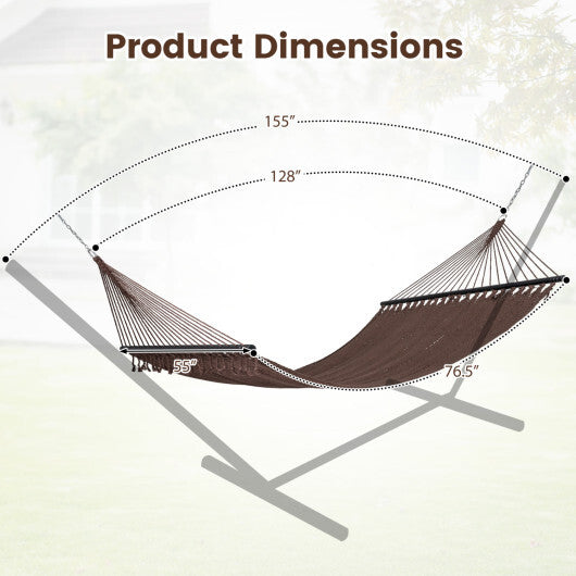 Caribbean Hammock with Spreader Bar for Patio Poolside-Khaki W2B