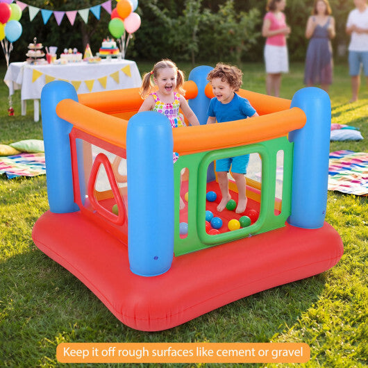 Blow Up Jumping House for Kids with Transparent Side Walls-Blue W2B