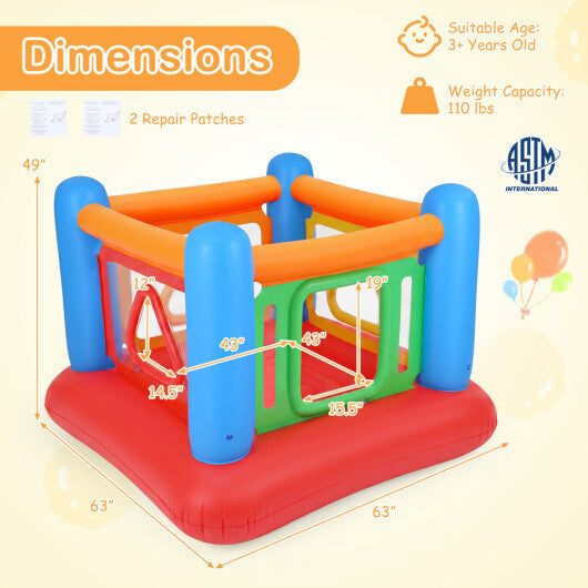 Blow Up Jumping House for Kids with Transparent Side Walls-Blue W2B