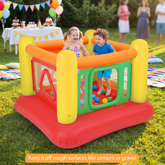 Blow Up Jumping House for Kids with Transparent Side Walls-Blue W2B