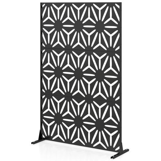 72"H x 48"W Freestanding Fence Panel with Stand and Expansion Bolts-Black W2B