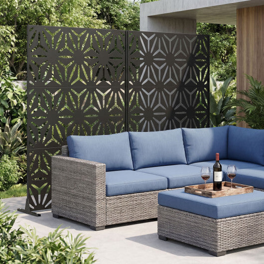 72"H x 48"W Freestanding Fence Panel with Stand and Expansion Bolts-Black W2B