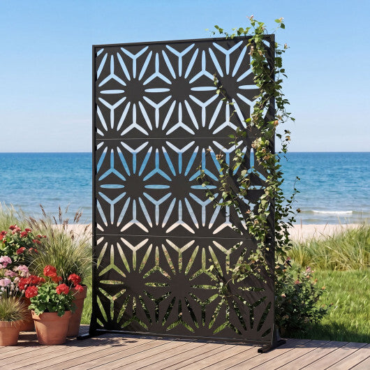 72"H x 48"W Freestanding Fence Panel with Stand and Expansion Bolts-Black W2B