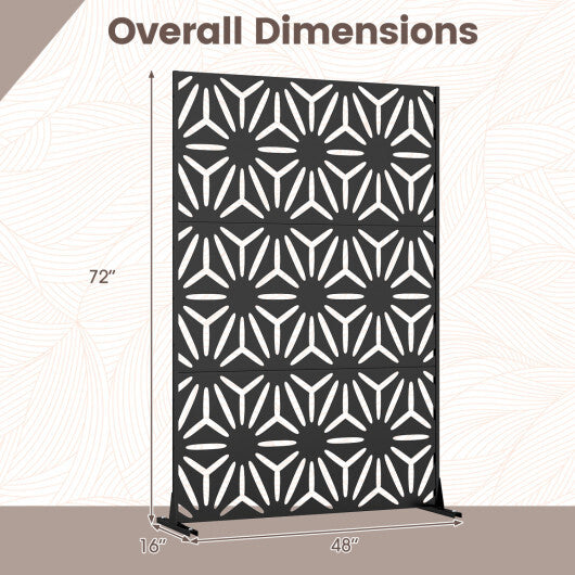 72"H x 48"W Freestanding Fence Panel with Stand and Expansion Bolts-Black W2B