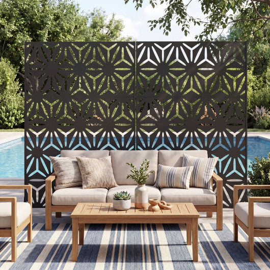 72"H x 48"W Freestanding Fence Panel with Stand and Expansion Bolts-Black W2B