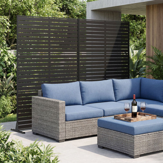72"H x 48"W Outdoor Decorative Divider Screen with Stand and Expansion Bolts-Black W2B