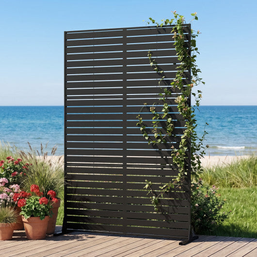72"H x 48"W Outdoor Decorative Divider Screen with Stand and Expansion Bolts-Black W2B