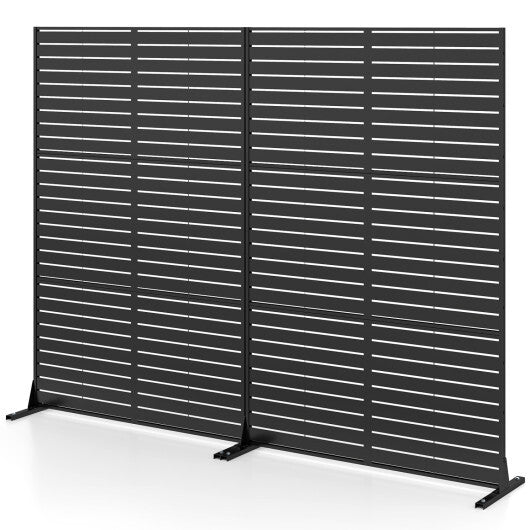 72"H x 48"W Outdoor Decorative Divider Screen with Stand and Expansion Bolts-Black W2B